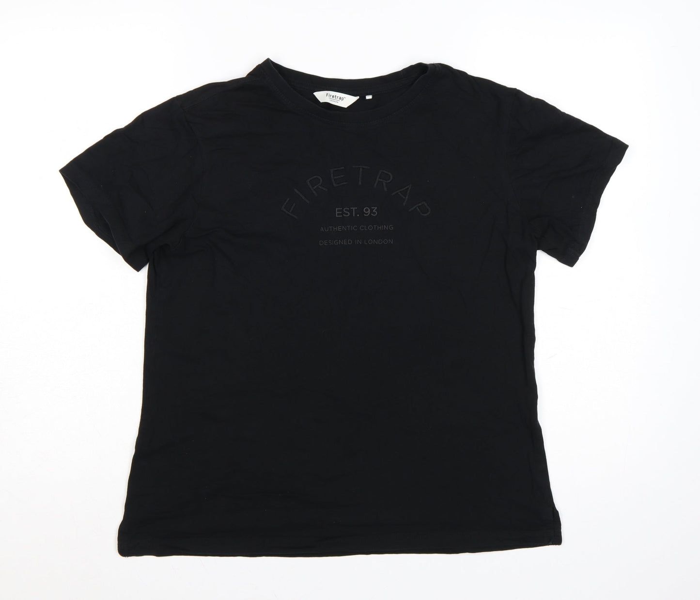 Firetrap Women's Black Cotton Crew Neck T-Shirt Size 16