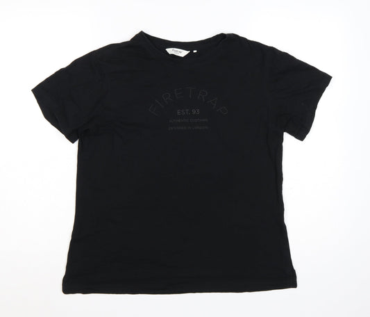 Firetrap Women's Black Cotton Crew Neck T-Shirt Size 16