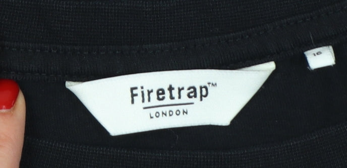 Firetrap Women's Black Cotton Crew Neck T-Shirt Size 16