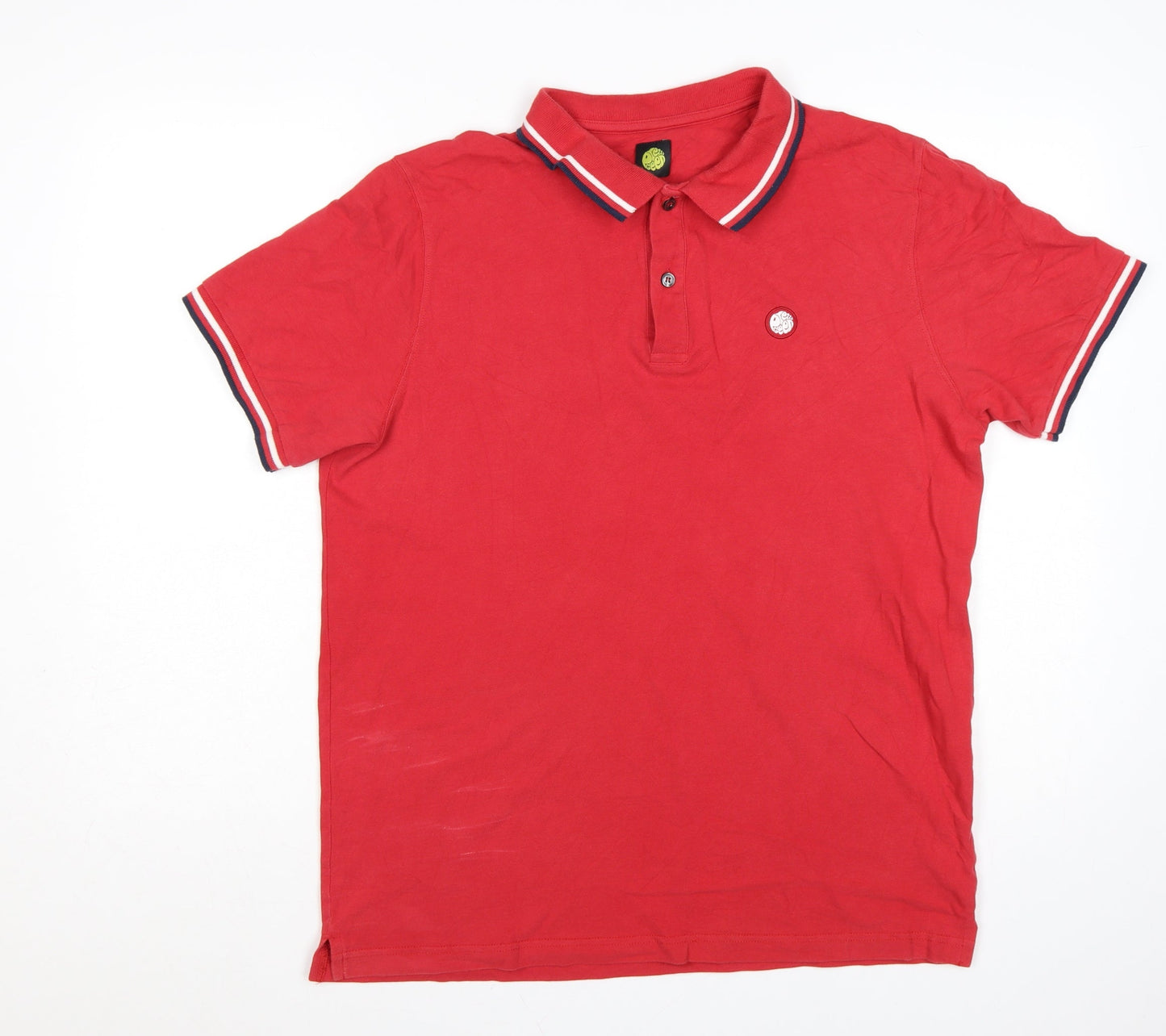 Pretty Green Men's Red Cotton Polo Shirt L Short Sleeve Classic Logo