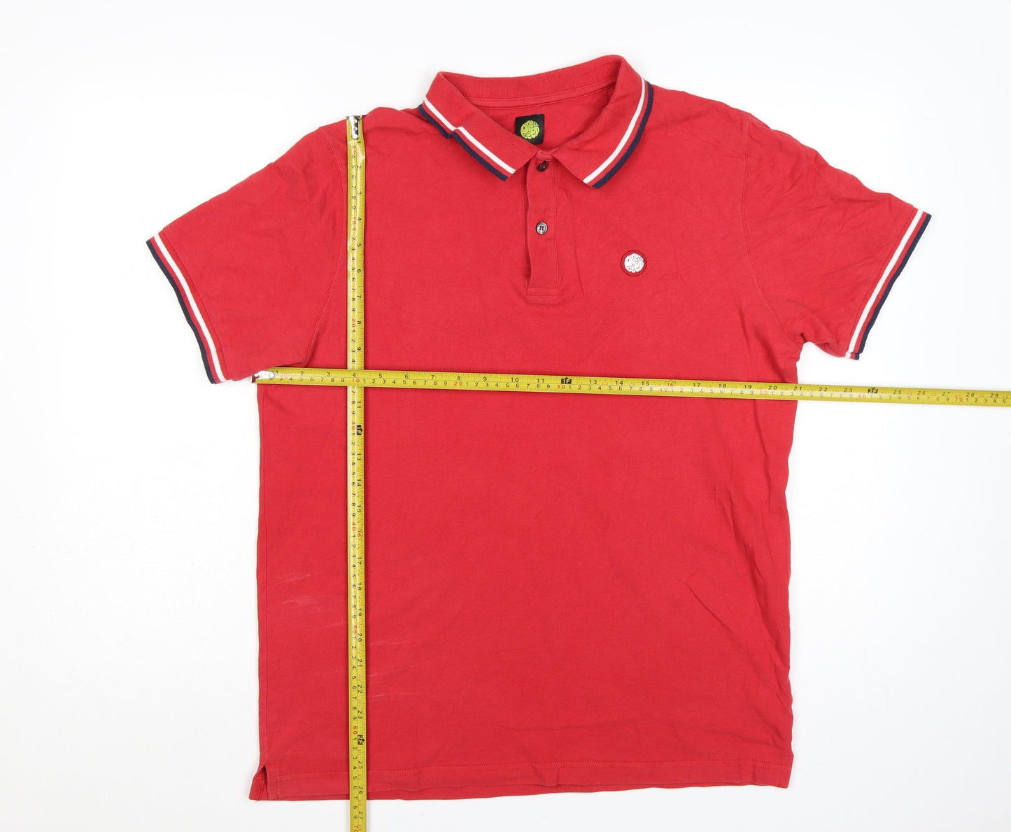 Pretty Green Men's Red Cotton Polo Shirt L Short Sleeve Classic Logo