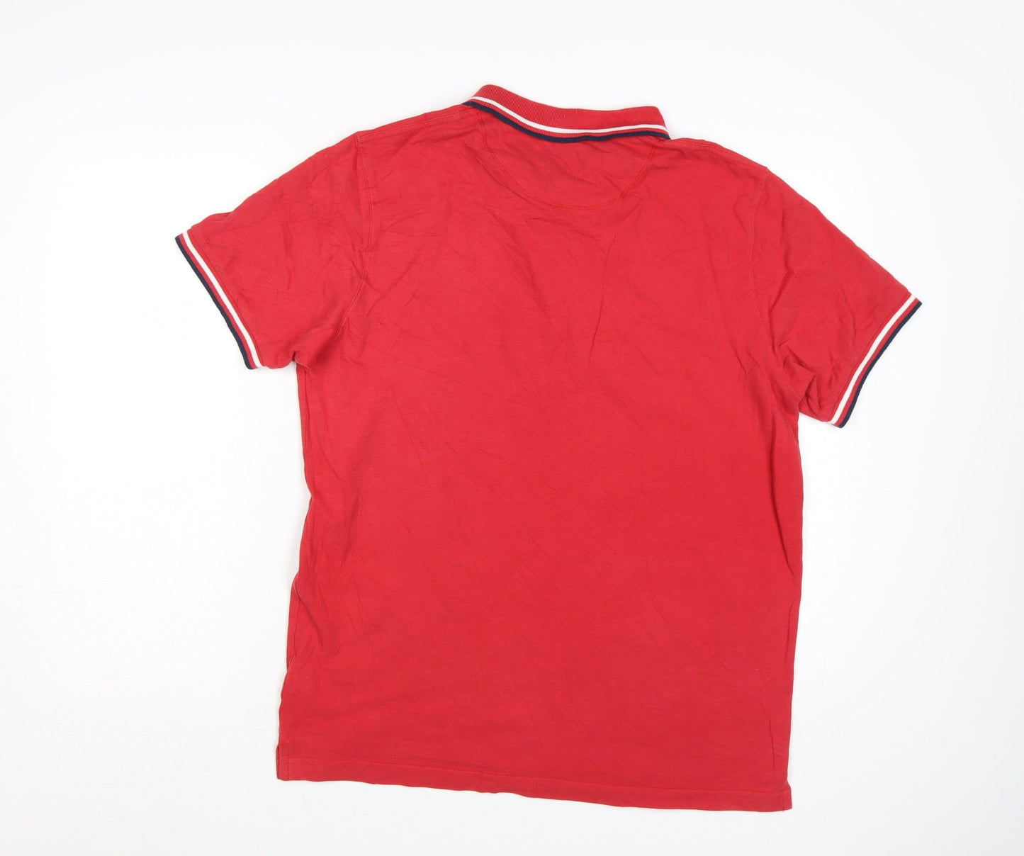 Pretty Green Men's Red Cotton Polo Shirt L Short Sleeve Classic Logo