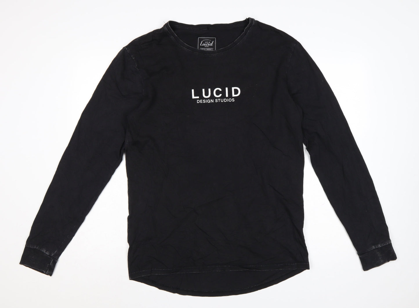 Lucid Design Studios Mens Black Long Sleeve Cotton T-Shirt M