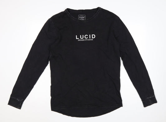 Lucid Design Studios Mens Black Long Sleeve Cotton T-Shirt M