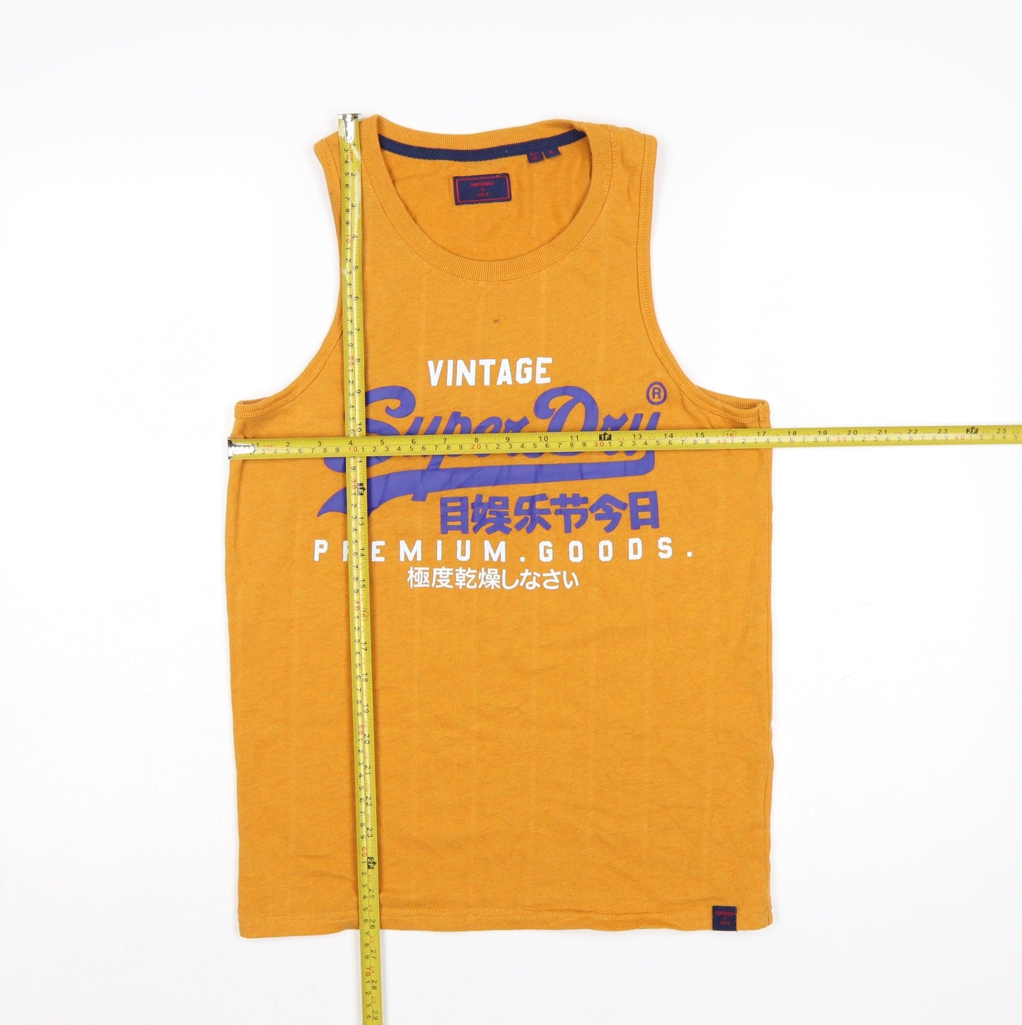 Superdry Men's Yellow Vintage Sleeveless T-Shirt Size S