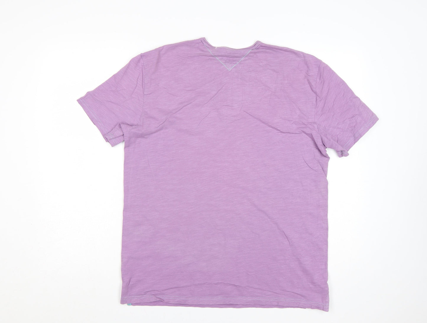 White Stuff Men's Purple Henley Cotton T-Shirt Medium