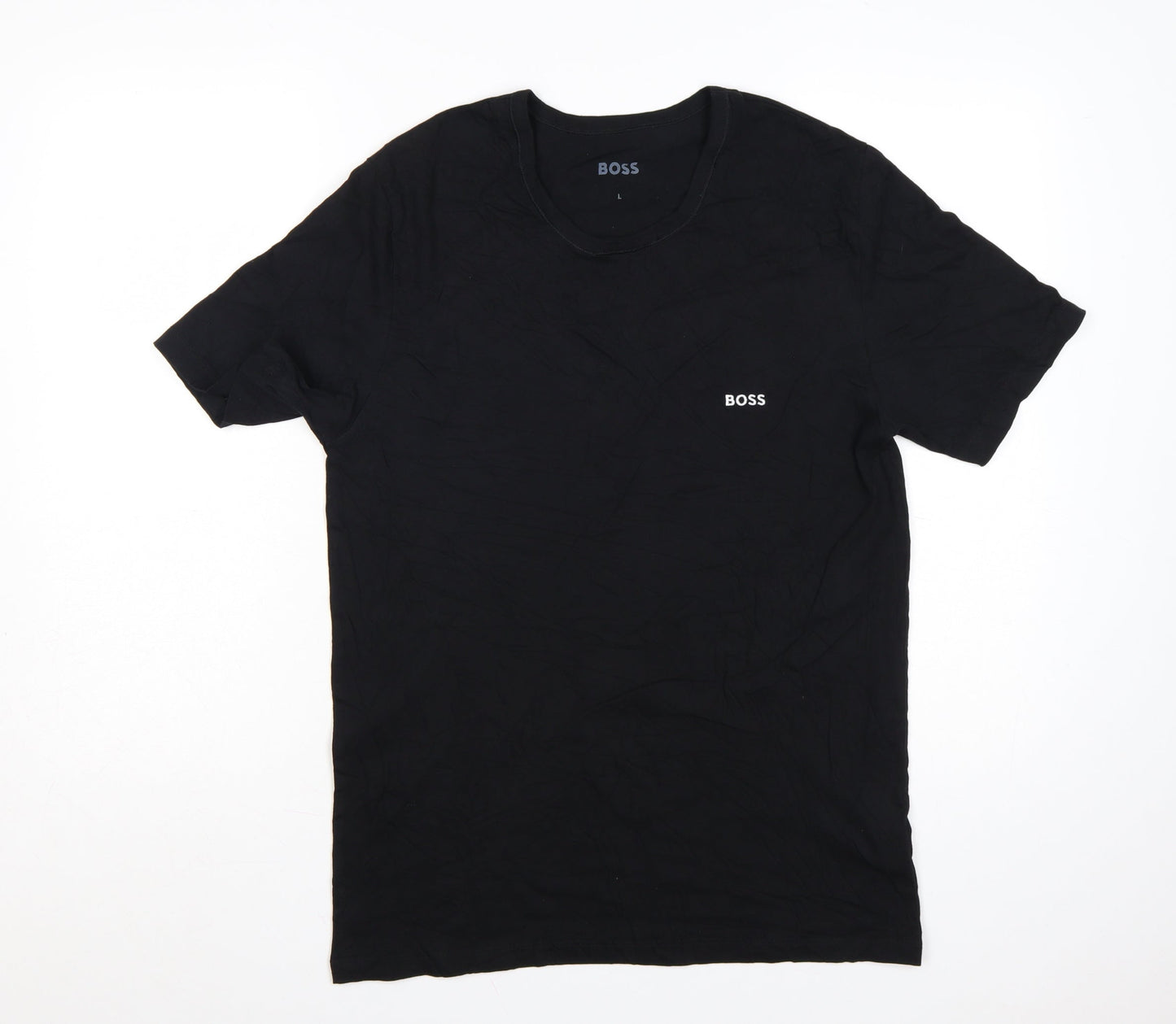 Hugo Boss Men's Black Crew Neck Cotton T-Shirt Size L