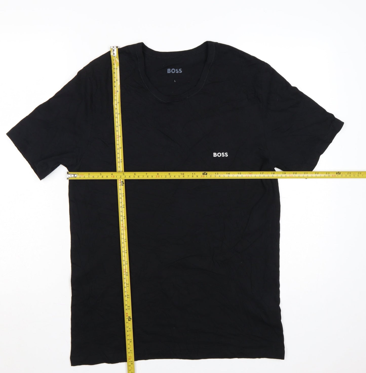Hugo Boss Men's Black Crew Neck Cotton T-Shirt Size L