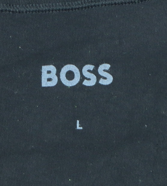 Hugo Boss Men's Black Crew Neck Cotton T-Shirt Size L