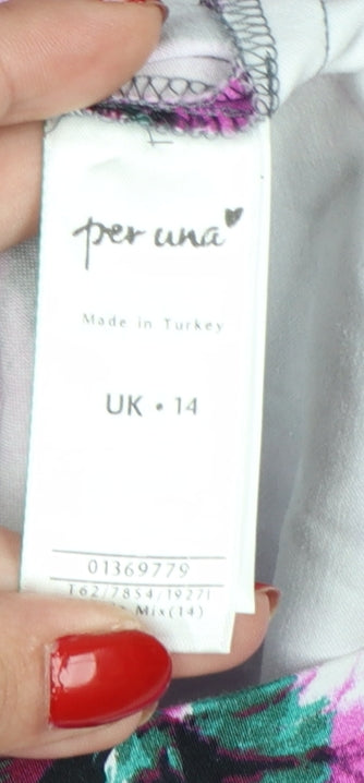 Marks and Spencer Per Una Women’s Purple Floral Bodycon Dress UK 14