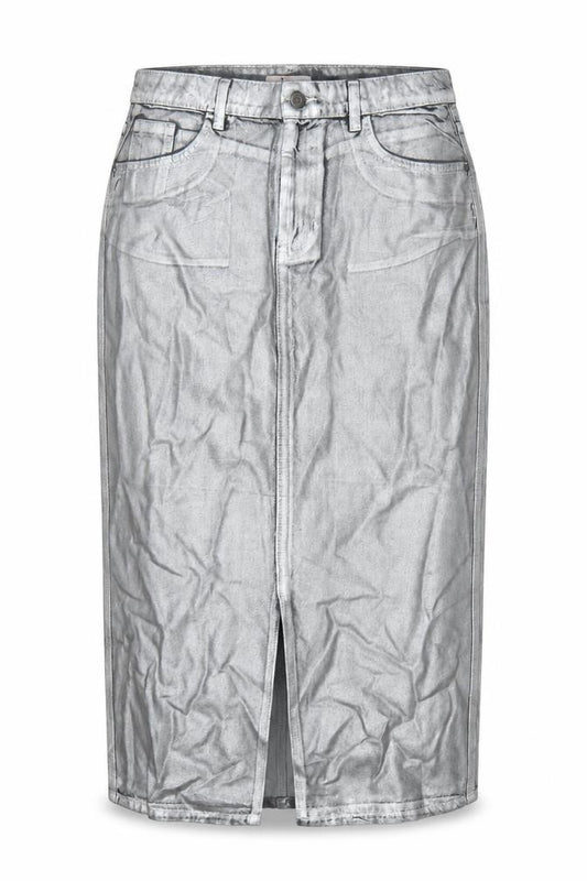 Tu Women Silver Denim Midi Pencil Skirt Size 14 Cotton