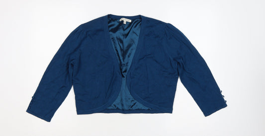 Laura Ashley Women's Blue V-Neck Long Sleeve Cardigan Size 16