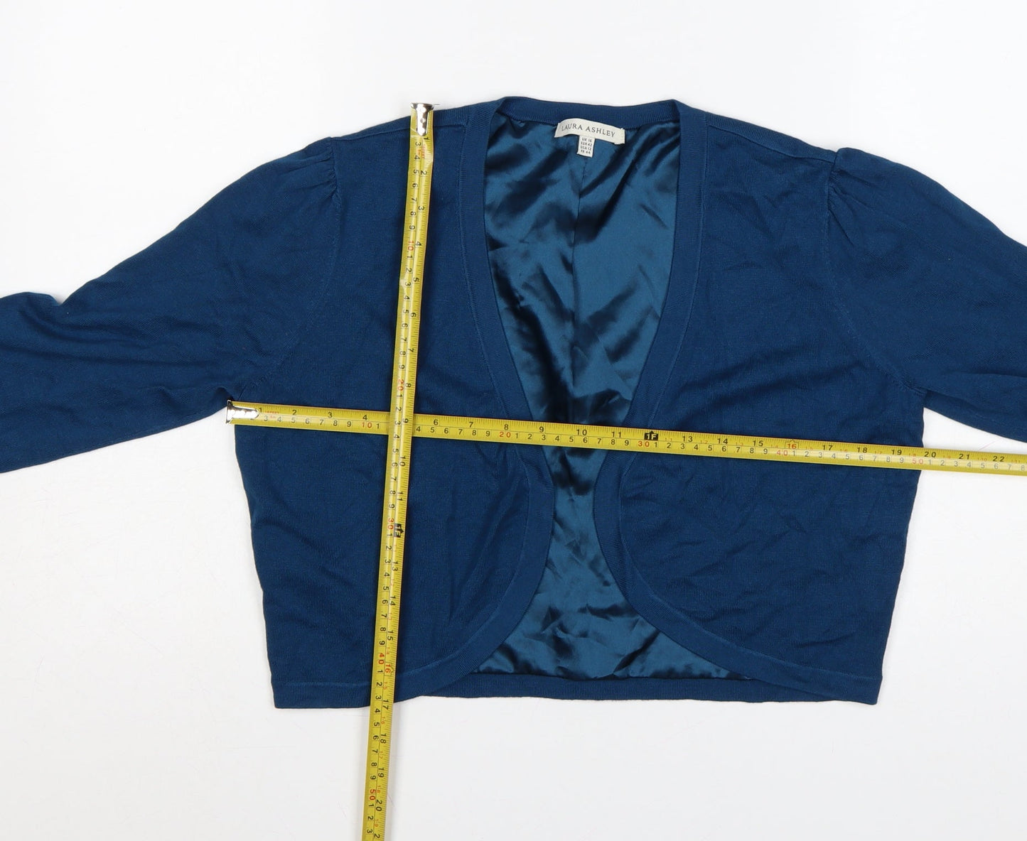 Laura Ashley Women's Blue V-Neck Long Sleeve Cardigan Size 16