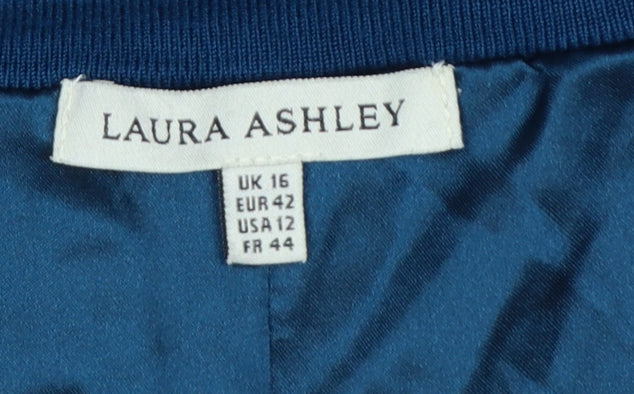 Laura Ashley Women's Blue V-Neck Long Sleeve Cardigan Size 16