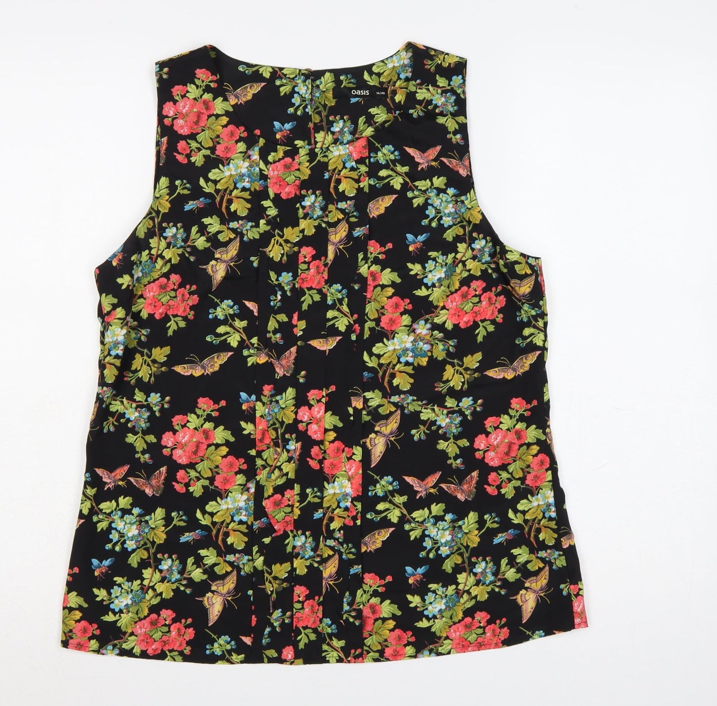Oasis Women's Multicoloured Floral Sleeveless Blouse Size 14