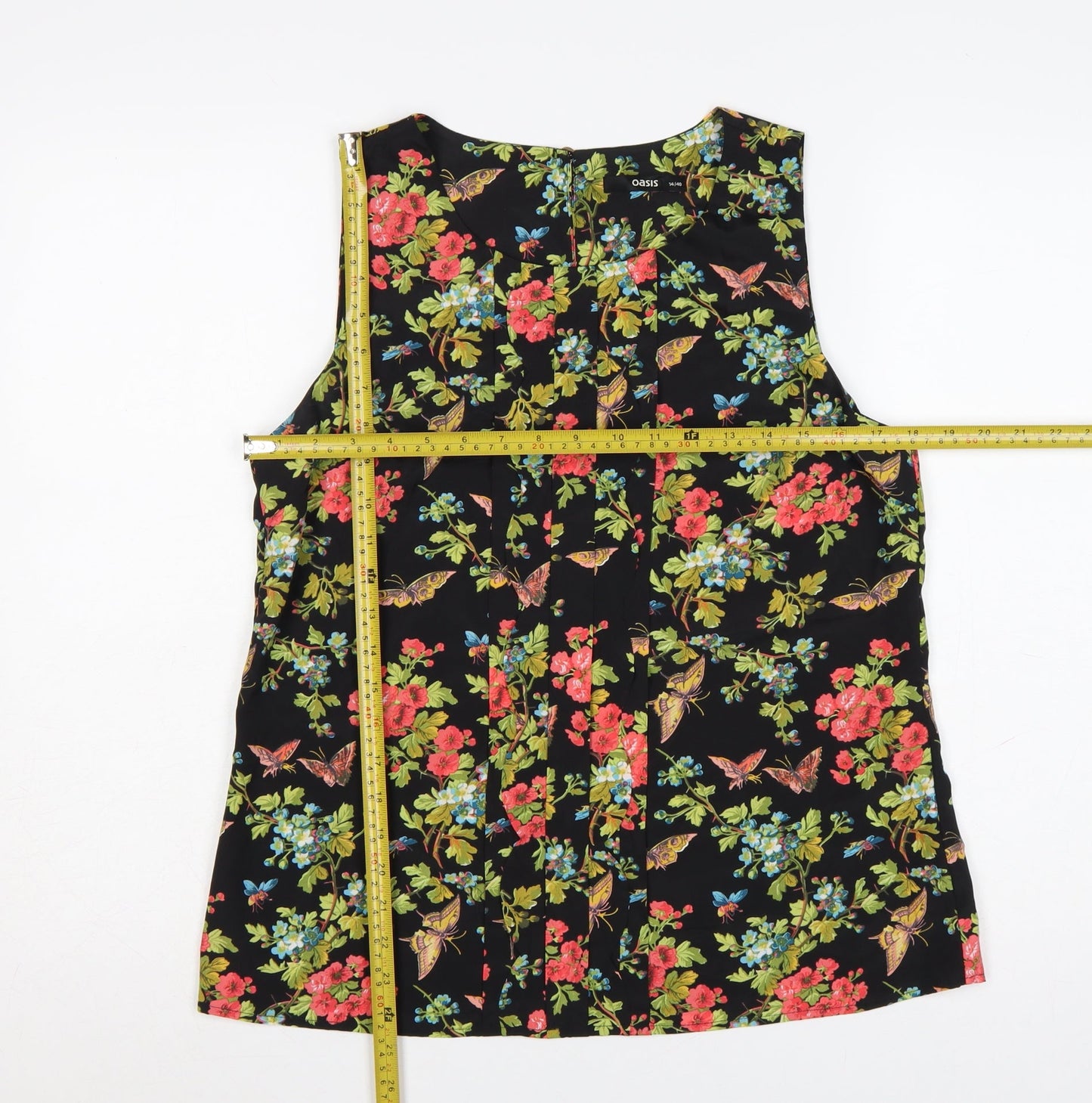 Oasis Women's Multicoloured Floral Sleeveless Blouse Size 14