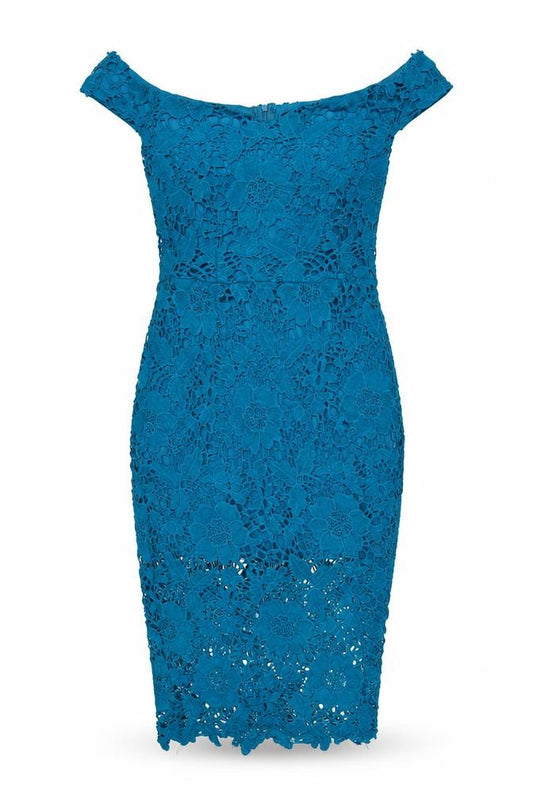 Motel Women’s Blue Lace Off Shoulder Bodycon Dress UK 10