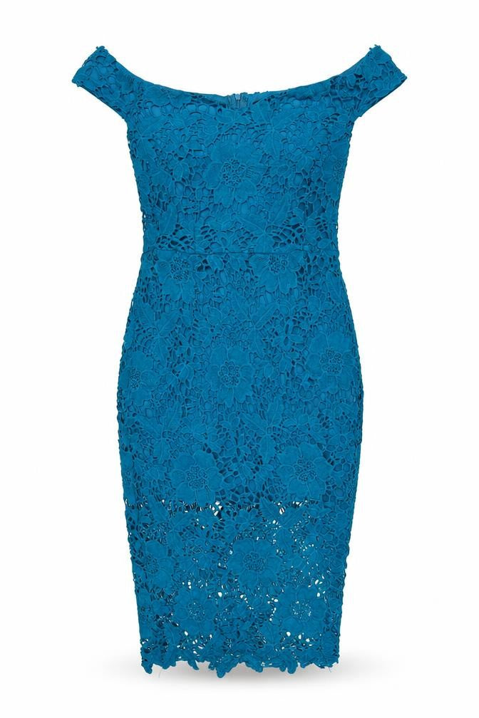 Motel Rocks Women’s Blue Lace Off Shoulder Bodycon Dress UK 10