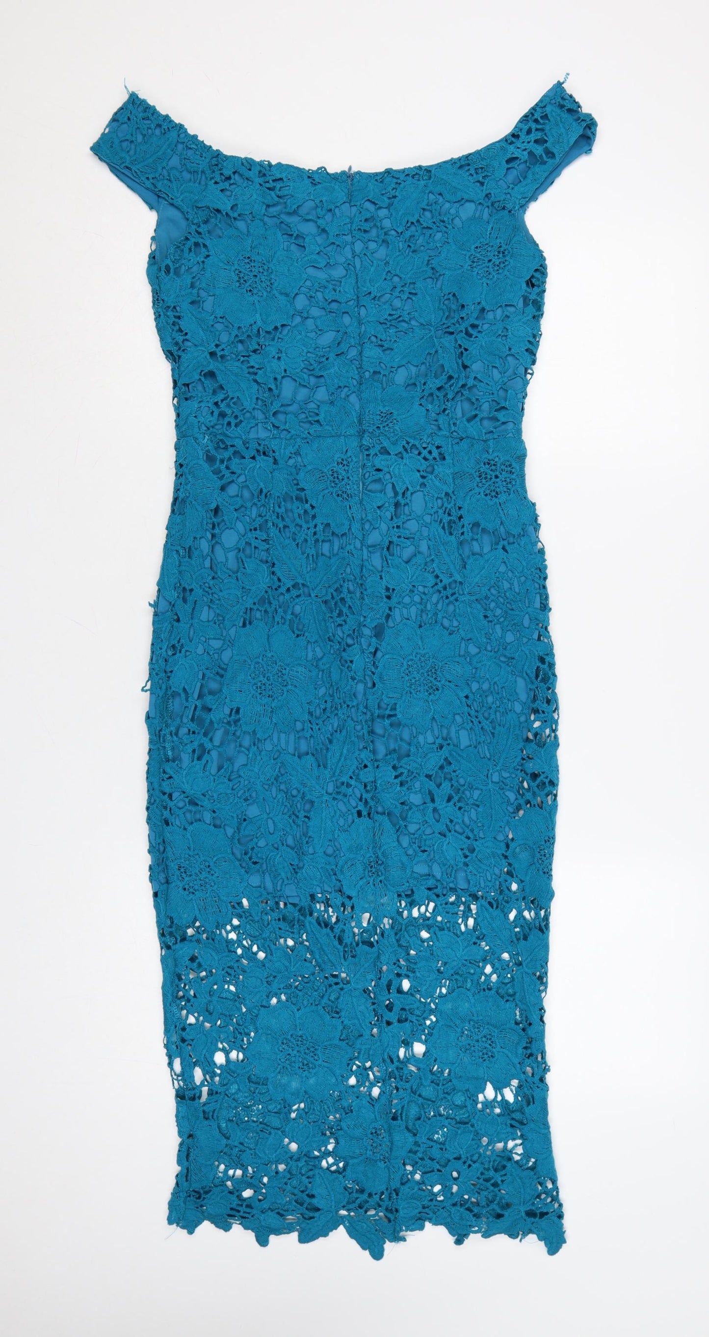 Motel Women’s Blue Lace Off Shoulder Bodycon Dress UK 10