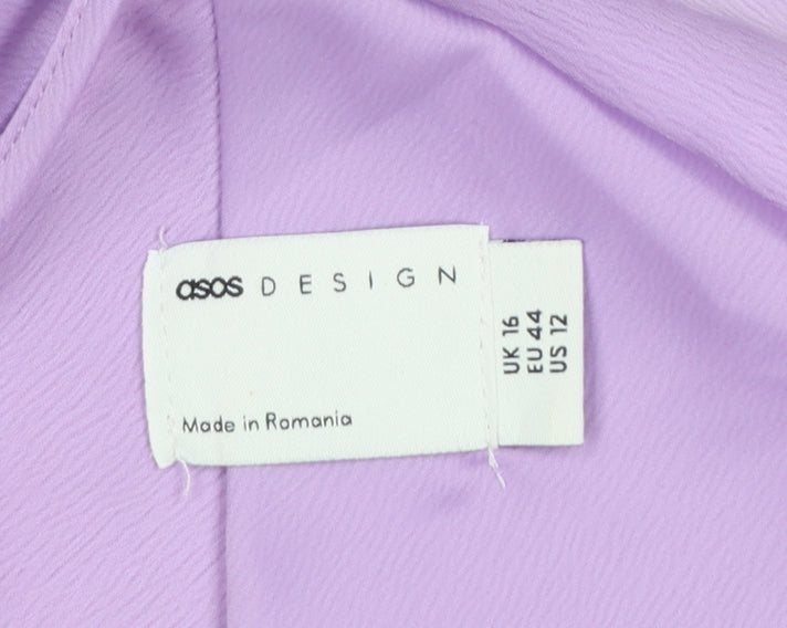 ASOS DESIGN Women's Purple Halter Slip Midi Dress Size 16