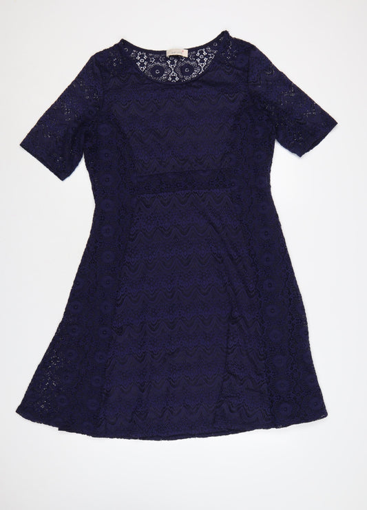 Marks and Spencer Per Una Women Blue Lace A-Line Knee Length Dress Size 16