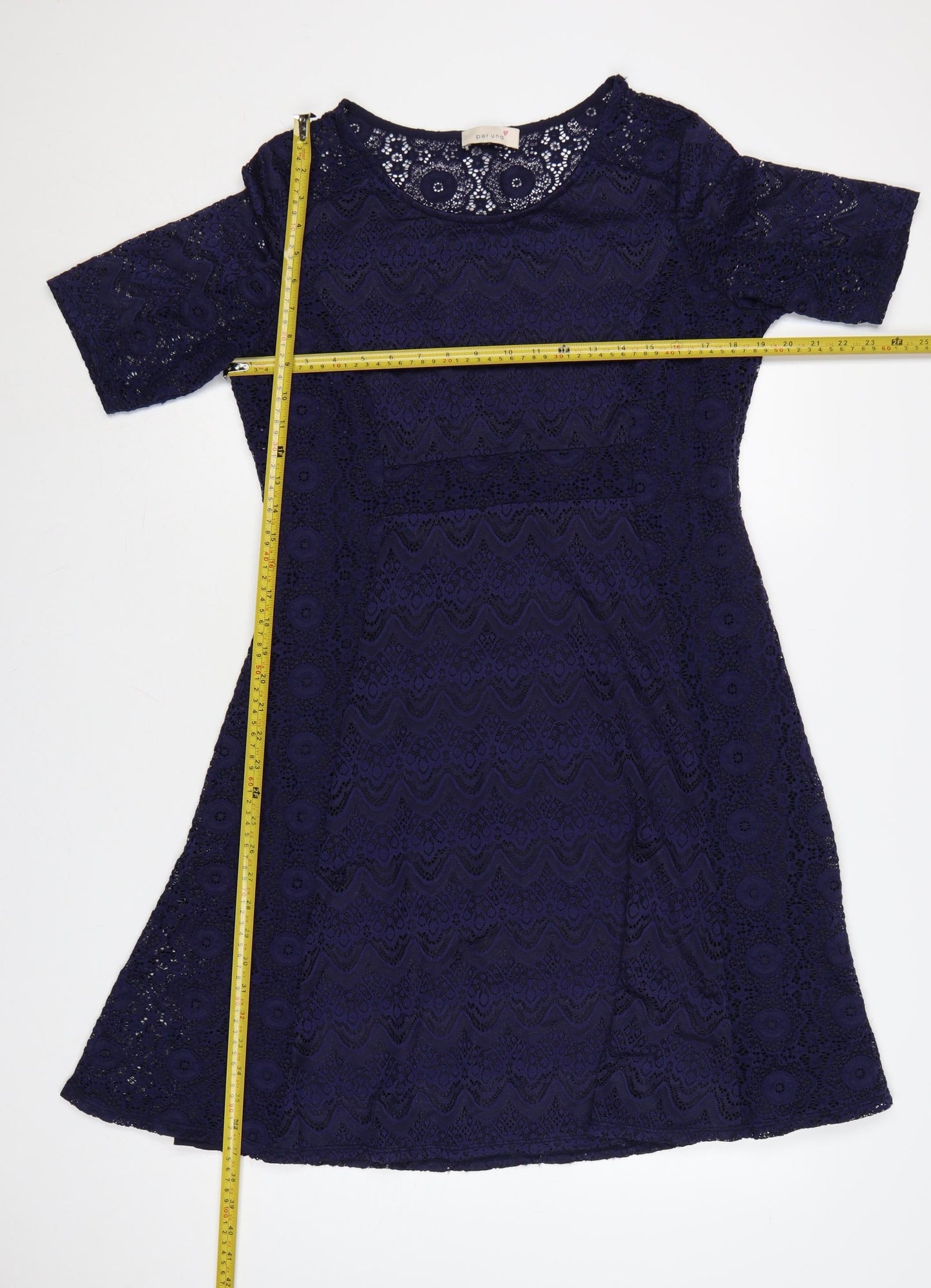 Marks and Spencer Per Una Women Blue Lace A-Line Knee Length Dress Size 16