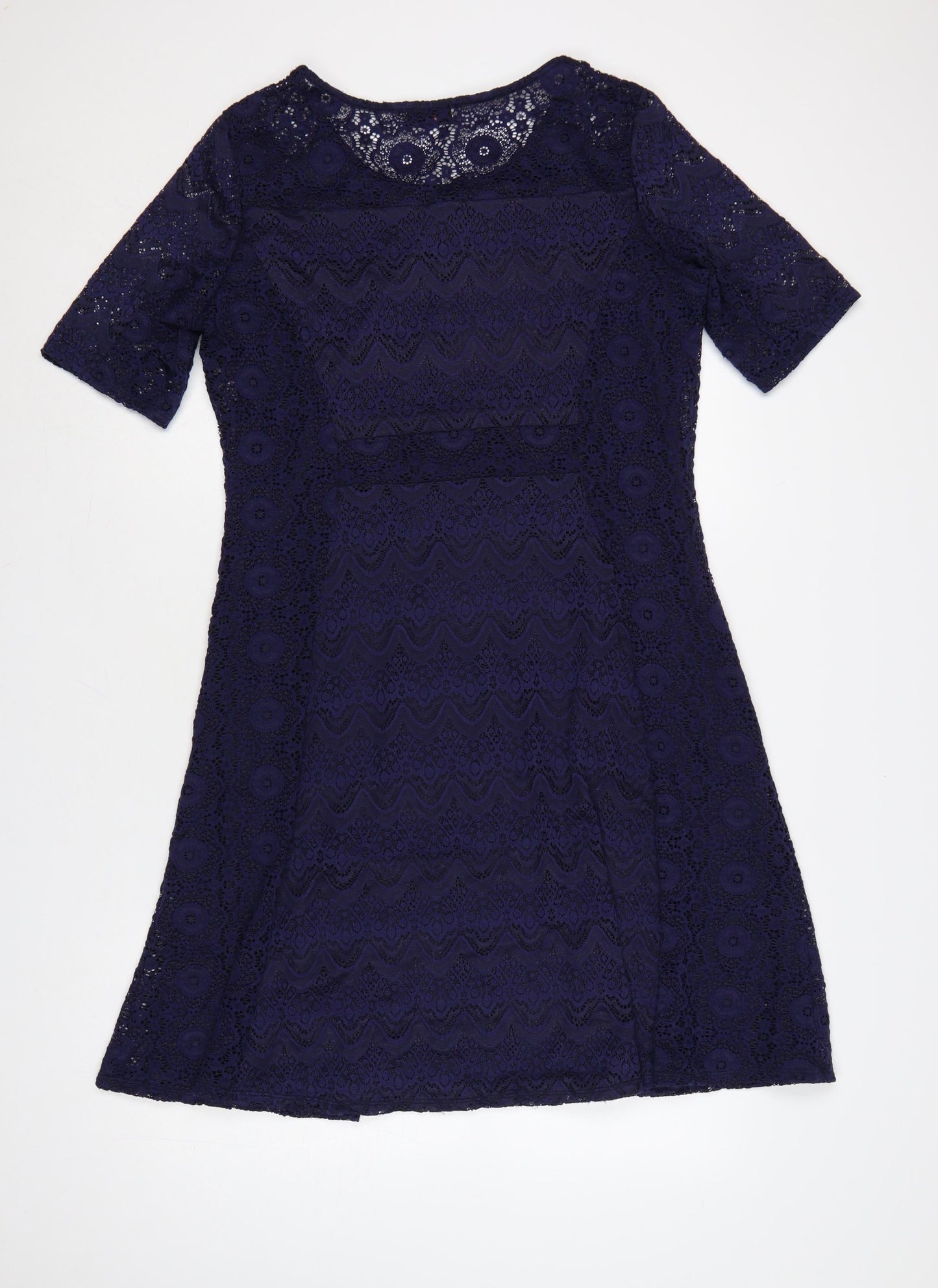 Marks and Spencer Per Una Women Blue Lace A-Line Knee Length Dress Size 16