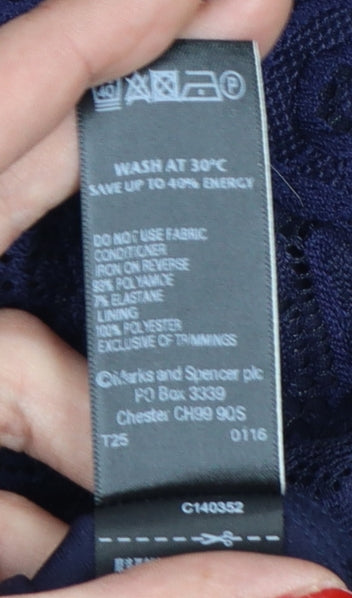 Marks and Spencer Per Una Women Blue Lace A-Line Knee Length Dress Size 16