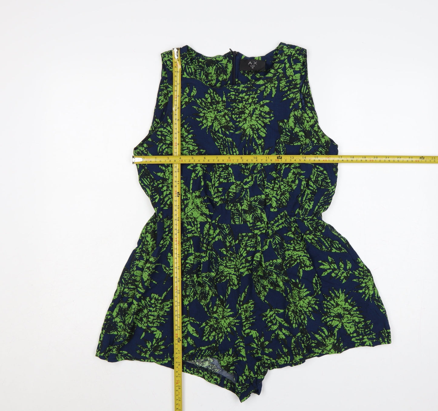 AX Paris Women’s Blue Green Floral Cotton Sleeveless Playsuit Size 14