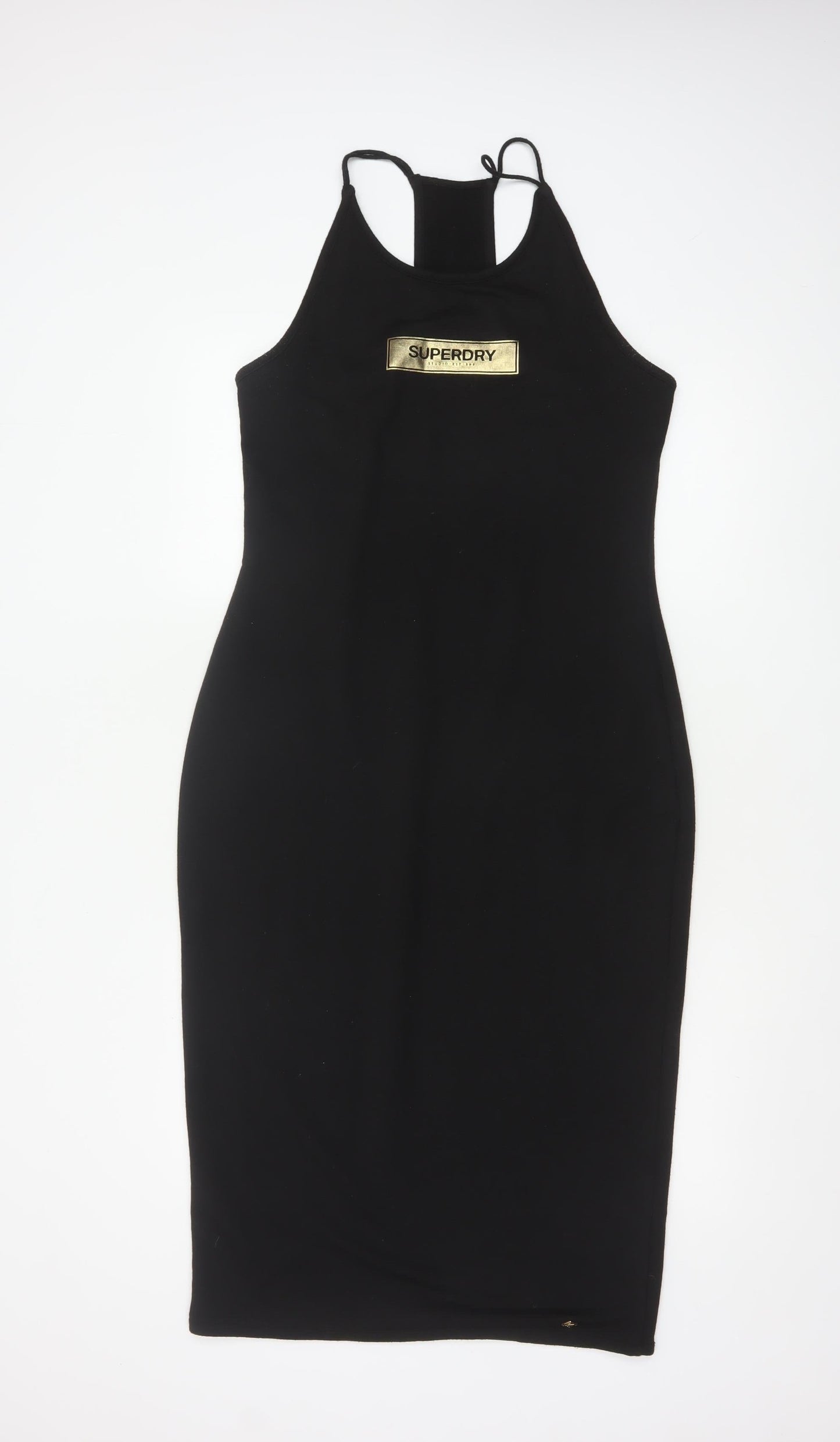 Superdry Women Black Bodycon Halter Knee Dress Size 10