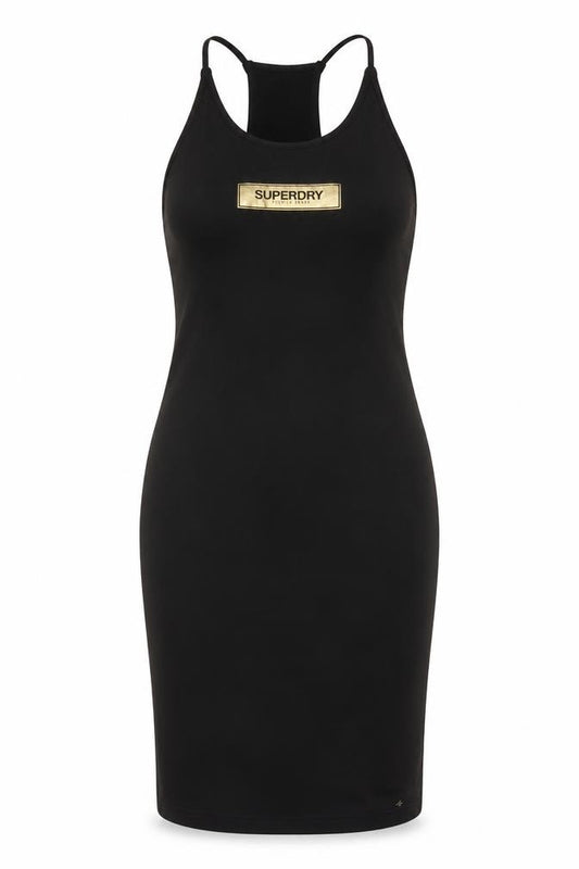 Superdry Women Black Bodycon Halter Knee Dress Size 10