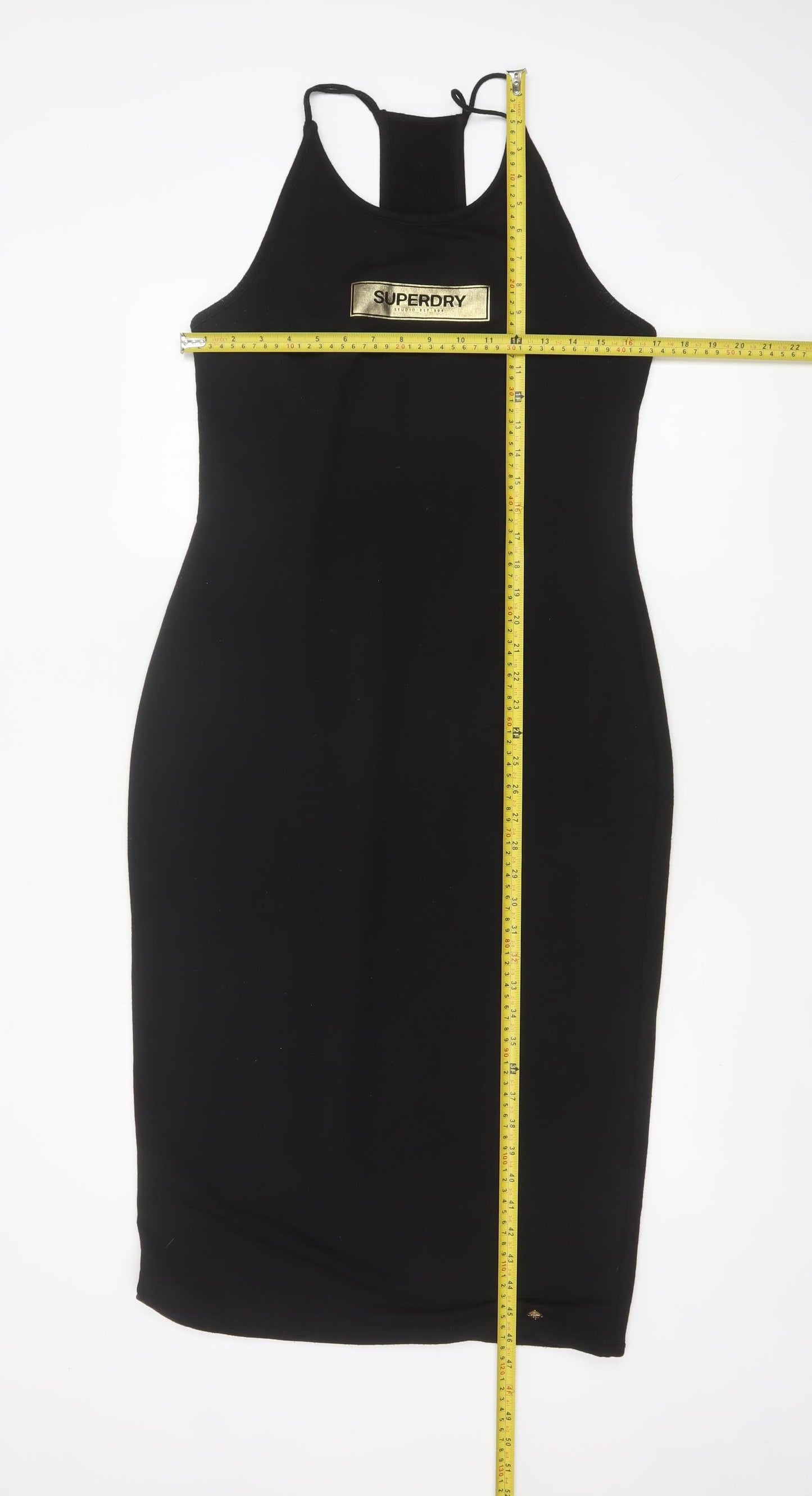 Superdry Women Black Bodycon Halter Knee Dress Size 10