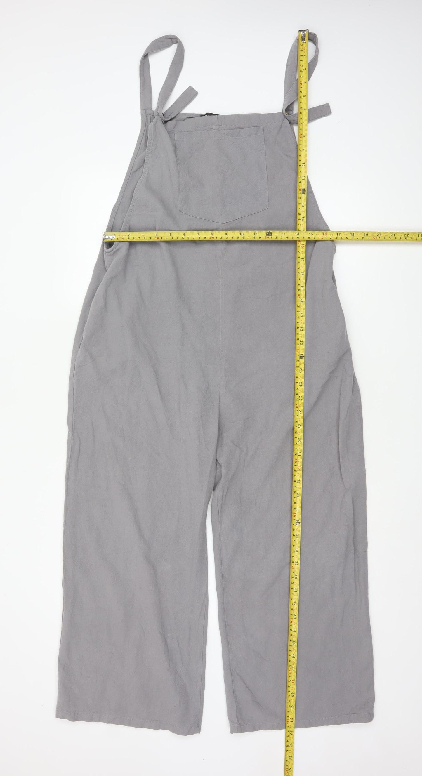 Zanzea Women Grey Cotton Wide-Leg Dungaree Jumpsuit XL