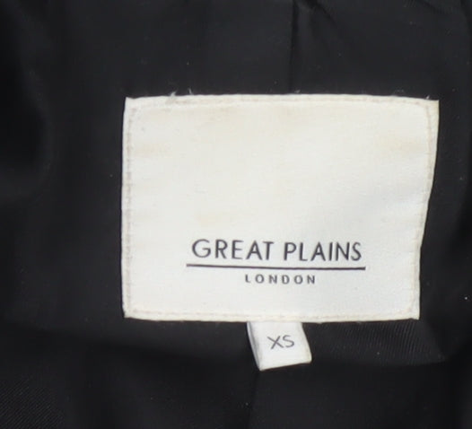 Great Plains Women Black XS Tweed Mid-Length Overcoat