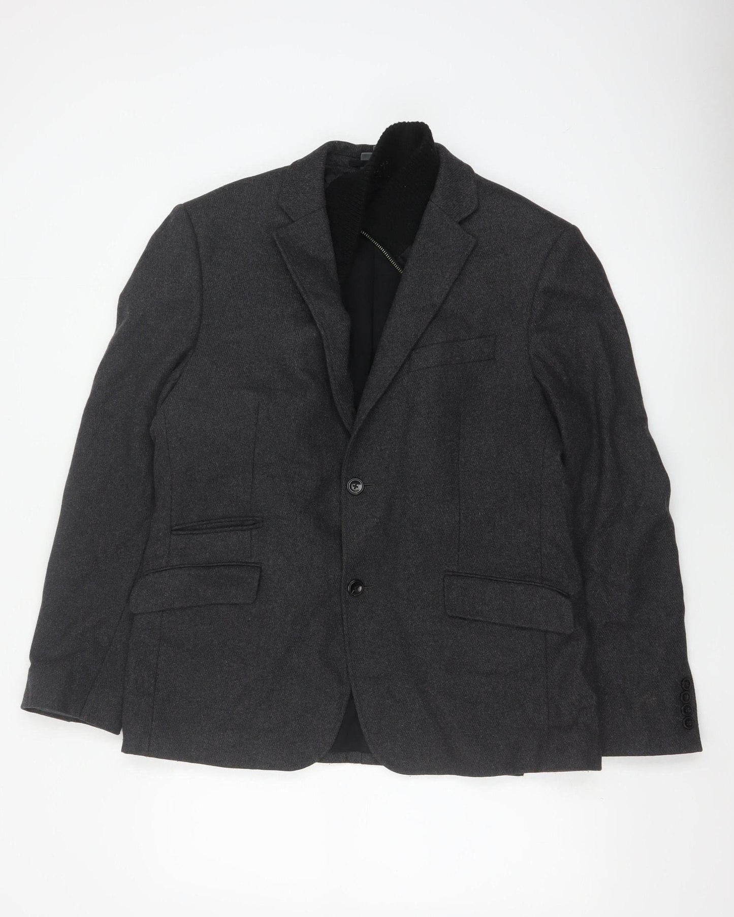 Linea Men’s Grey Wool Blend Blazer Jacket Size L Classic Formal