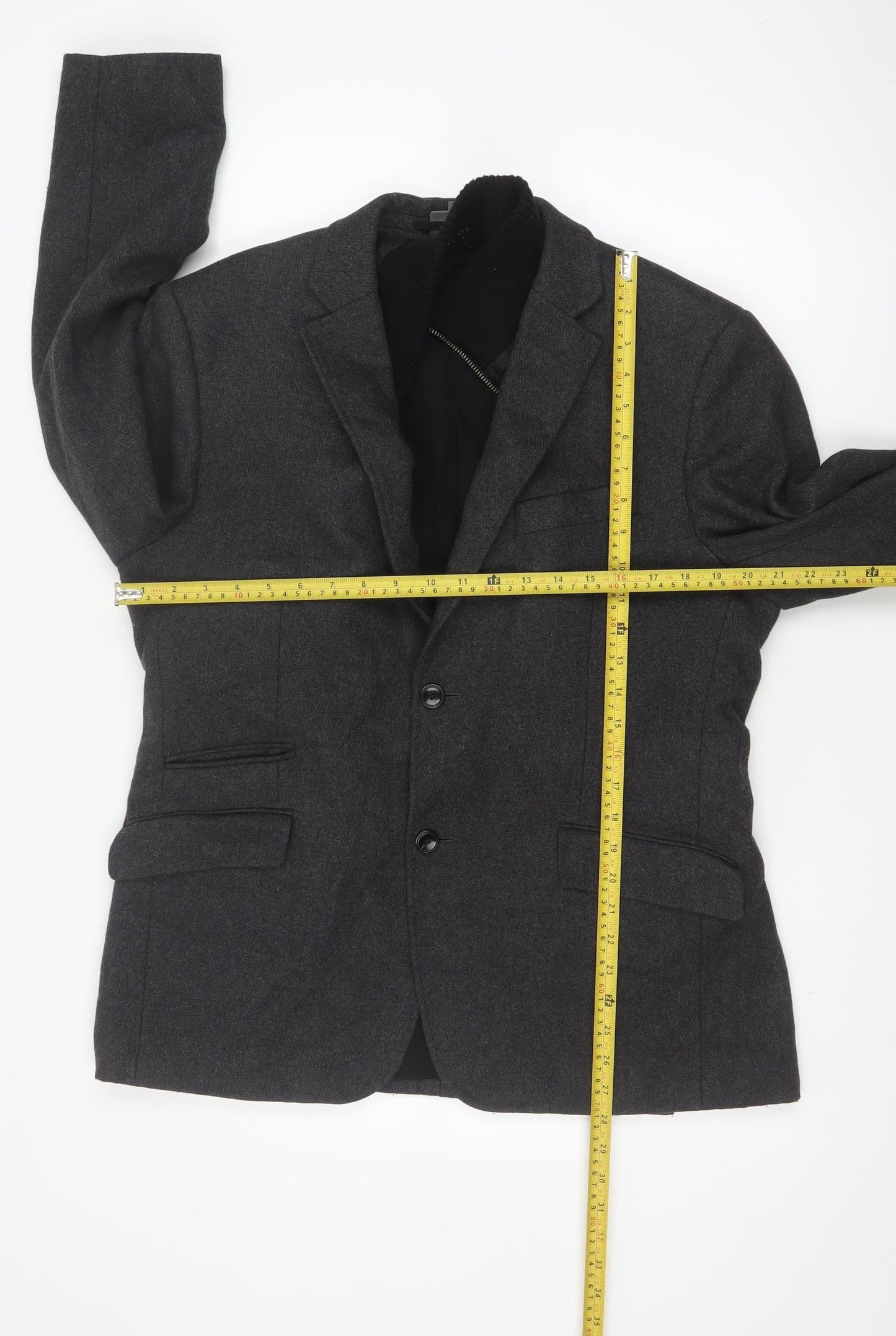 Linea Men’s Grey Wool Blend Blazer Jacket Size L Classic Formal