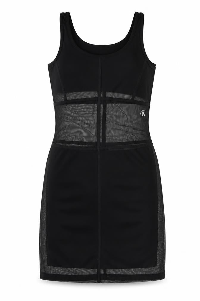 Calvin Klein Jeans Women’s Black Bodycon Sleeveless Mesh Dress L