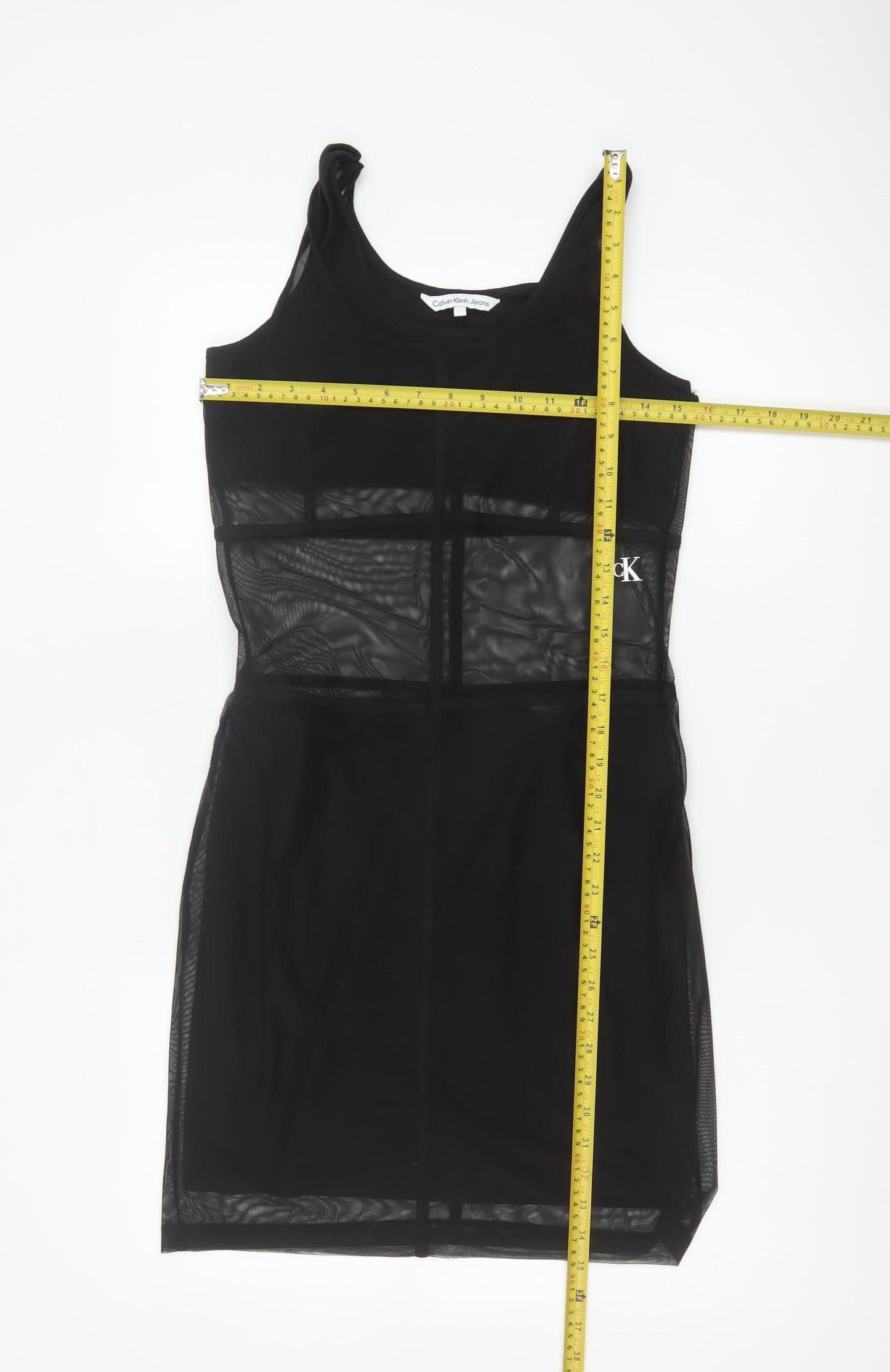 Calvin Klein Jeans Women’s Black Bodycon Sleeveless Mesh Dress L