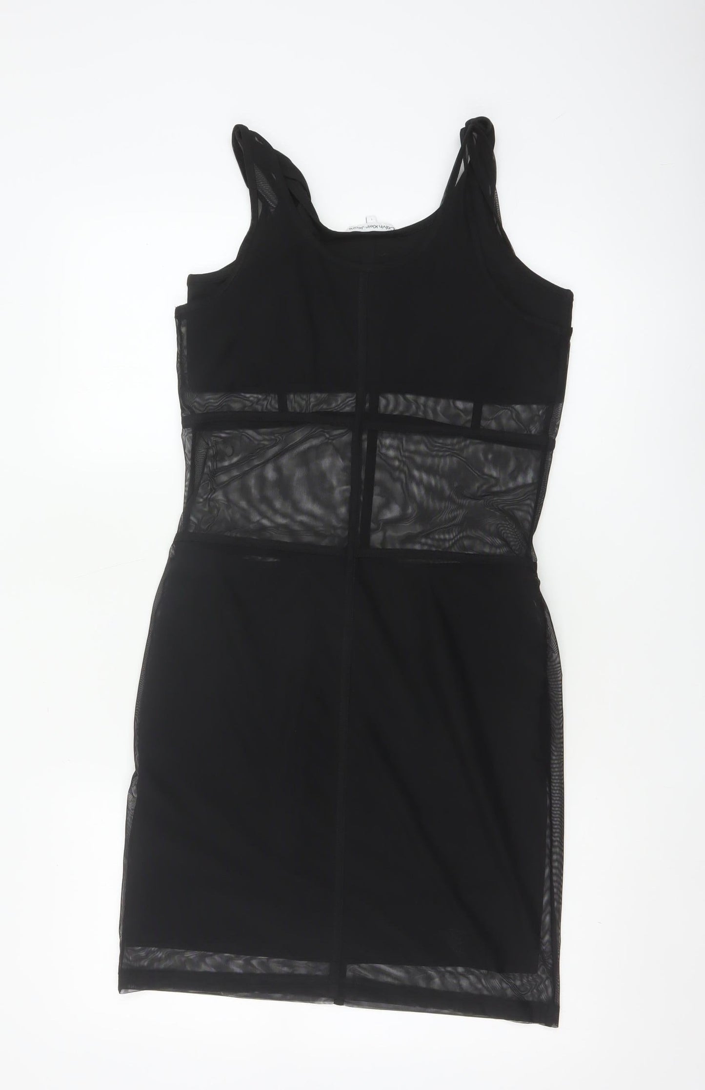 Calvin Klein Jeans Women’s Black Bodycon Sleeveless Mesh Dress L