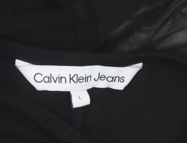 Calvin Klein Jeans Women’s Black Bodycon Sleeveless Mesh Dress L