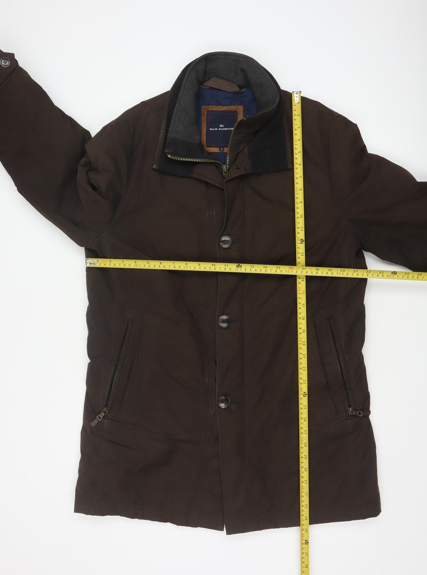 Marks and Spencer Blue Harbour Men Brown Mid-Length Overcoat Size M