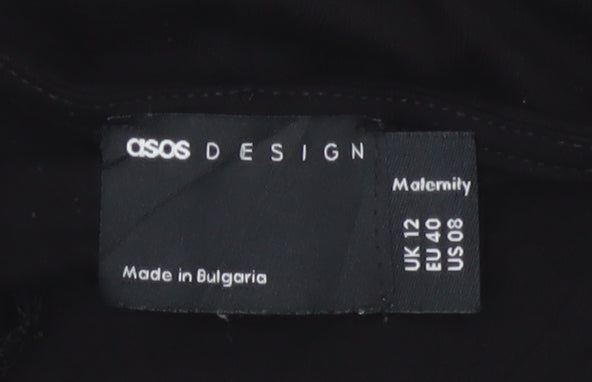 ASOS Design Women Black Maternity Jumpsuit Viscose UK 12