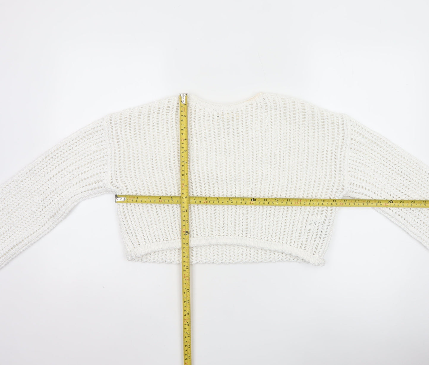 Pull&Bear Women White Open Knit Cotton Shrug Jumper Size S