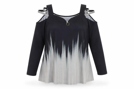 ChicMe Women’s Black V-Neck Tunic Blouse 2XL Cold Shoulder Style