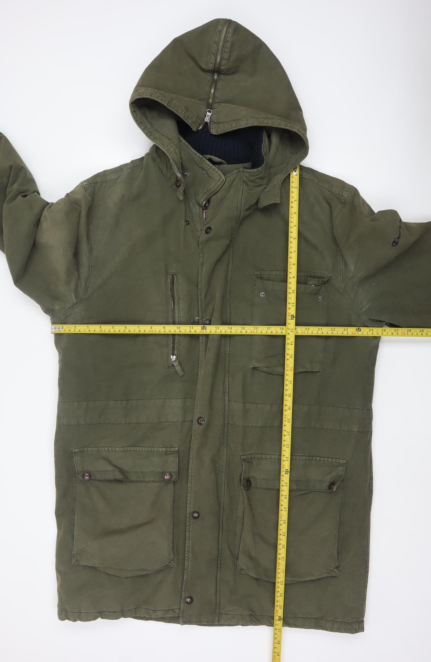 Champion Men's Green Cotton Parka Jacket XL Hooded Outdoor Casual