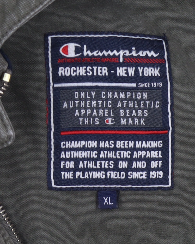 Champion Men's Green Cotton Parka Jacket XL Hooded Outdoor Casual