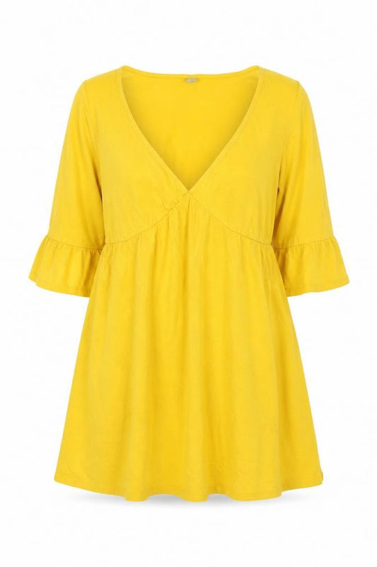 ASOS Women Yellow Cotton A-Line Knee Length Dress Size 10