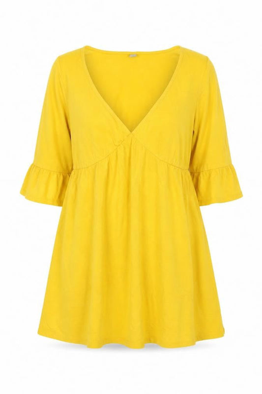 ASOS Women Yellow Cotton A-Line Knee Length Dress Size 10