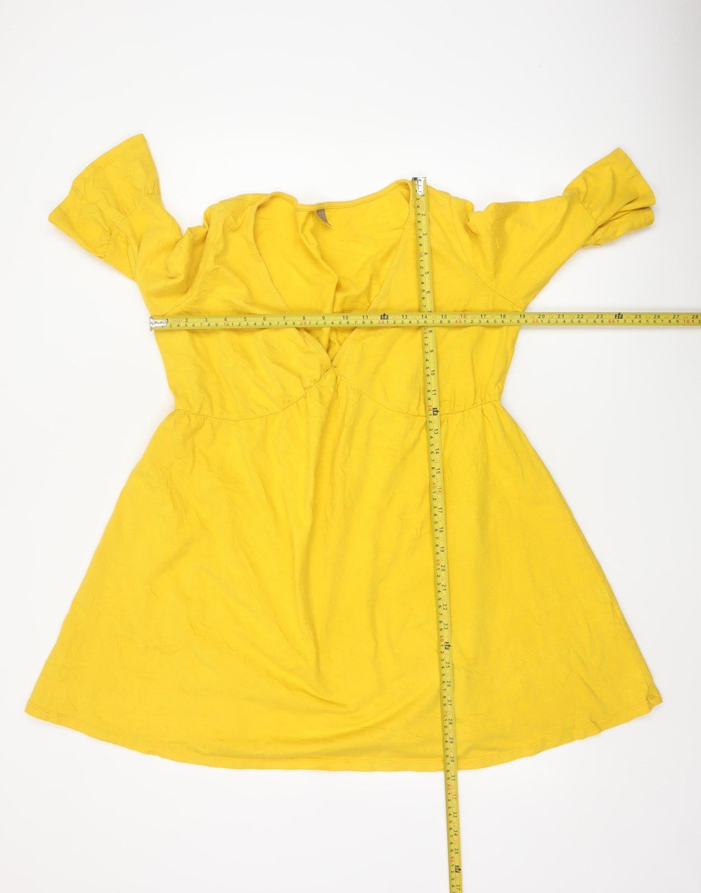 ASOS Women Yellow Cotton A-Line Knee Length Dress Size 10