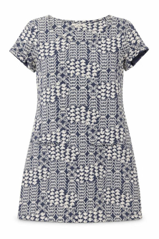 White Stuff Women Blue Floral Cotton Short Sleeve Shift Dress UK 10